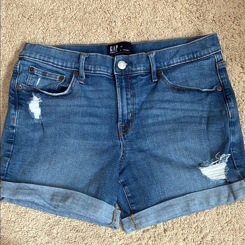 GAP Blue Jean Shorts with Distressed Details